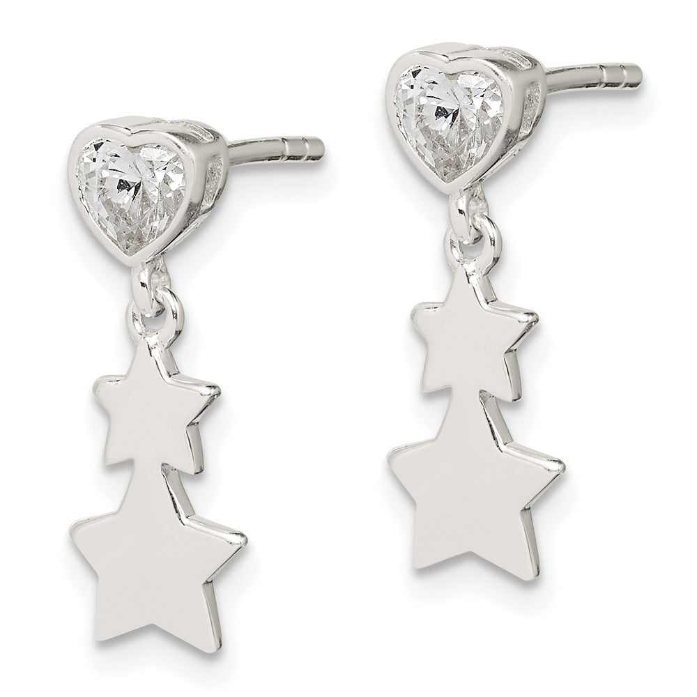 Sterlingsilber Zirkonia Herz und Sterne Hängend Ohrstecker