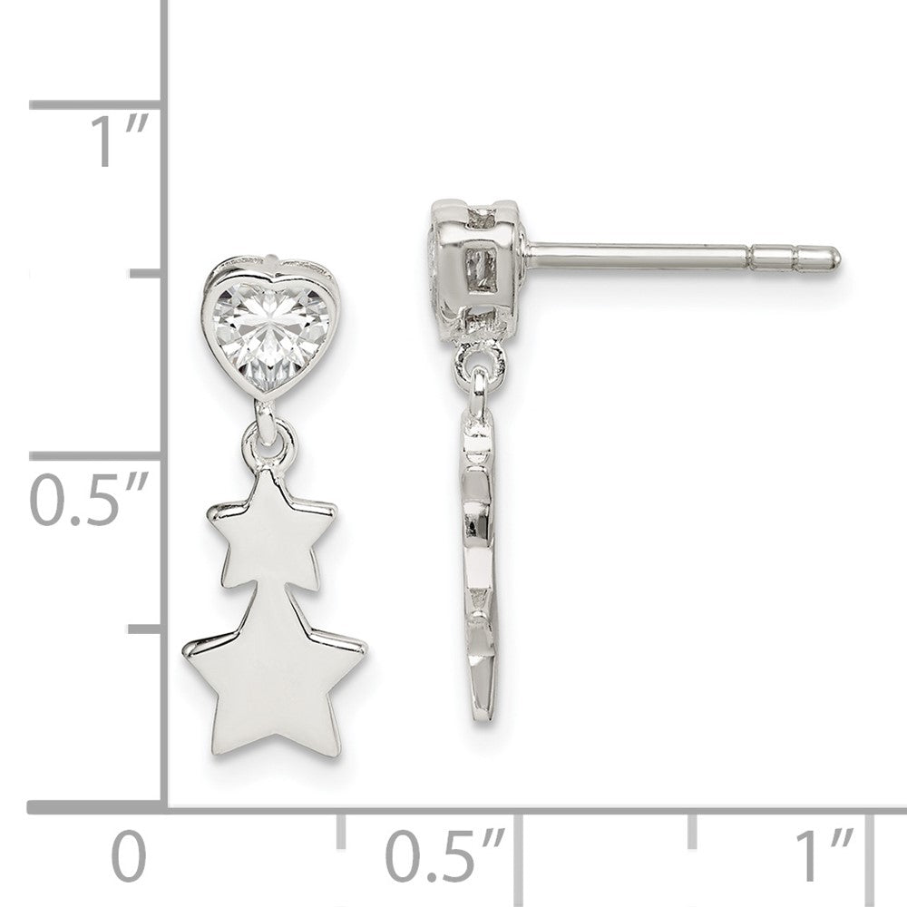 Sterlingsilber Zirkonia Herz und Sterne Hängend Ohrstecker