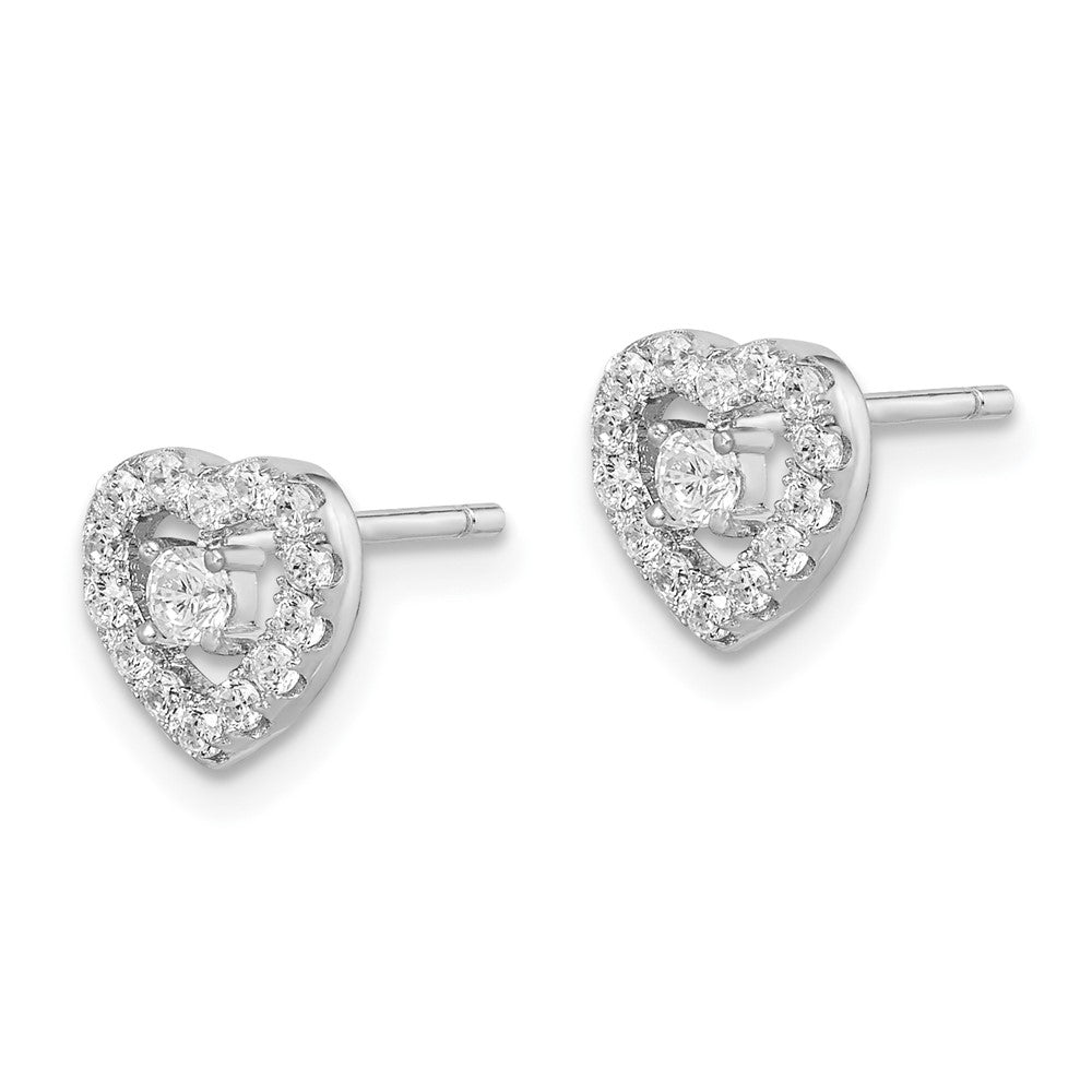Sterlingsilber Rhodiniert Zirkonia Herz Ohrstecker