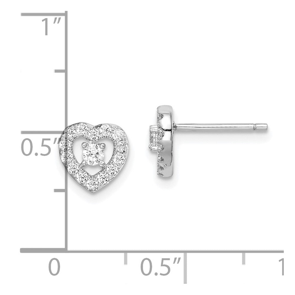 Sterlingsilber Rhodiniert Zirkonia Herz Ohrstecker