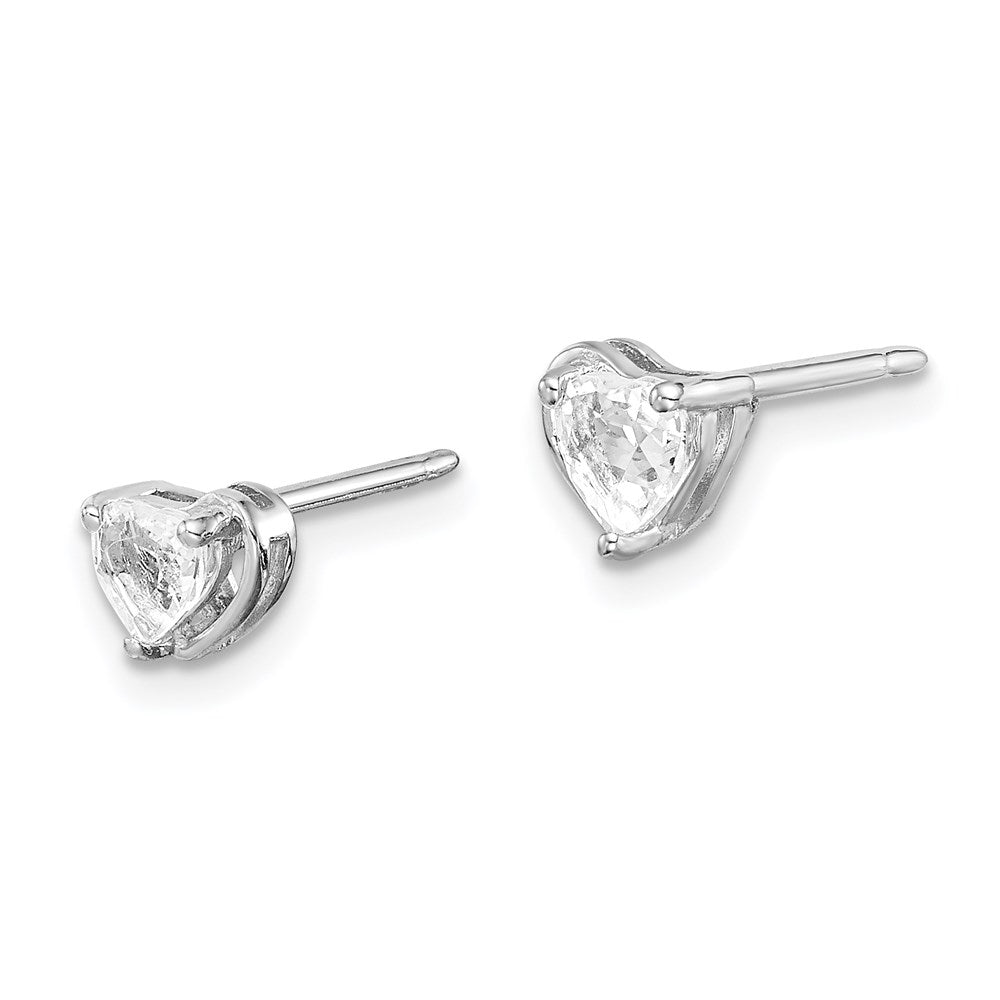 Sterlingsilber Rhodiniert Weiß Topas Herz Ohrstecker