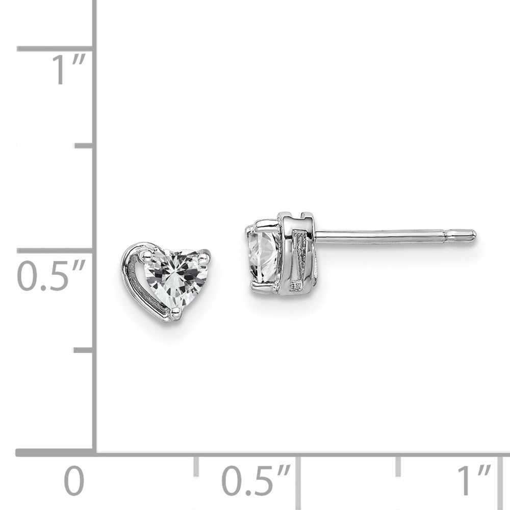 Sterlingsilber Rhodiniert Weiß Topas Herz Ohrstecker