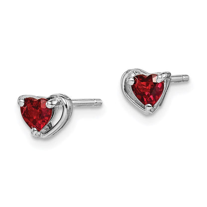 Sterlingsilber Rhodiniert Granat Herz Ohrstecker