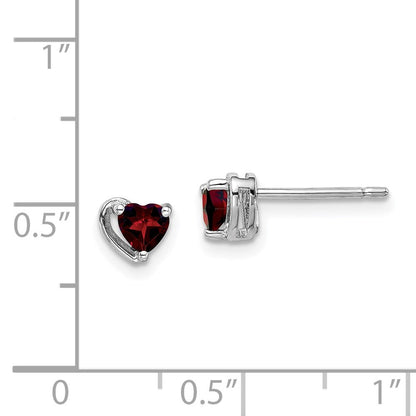 Sterlingsilber Rhodiniert Granat Herz Ohrstecker
