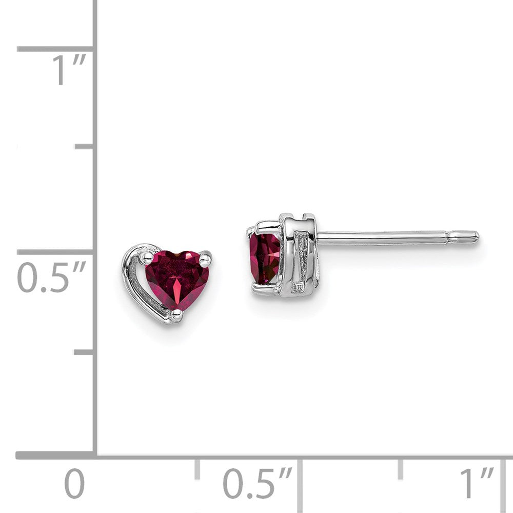 Sterlingsilber Rhodiniert Erzeugt Rubin Herz Ohrstecker