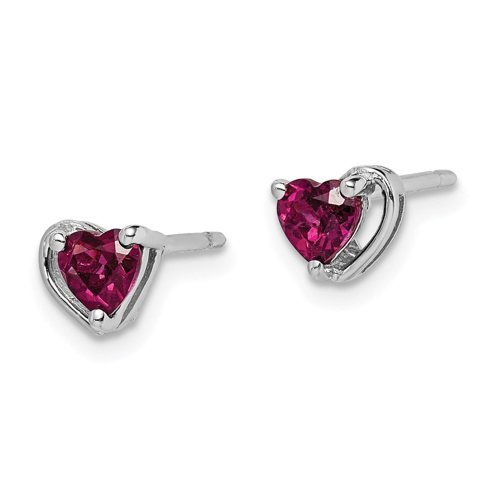 Sterlingsilber Rhodiniert Rhodolith Granat Herz Ohrstecker