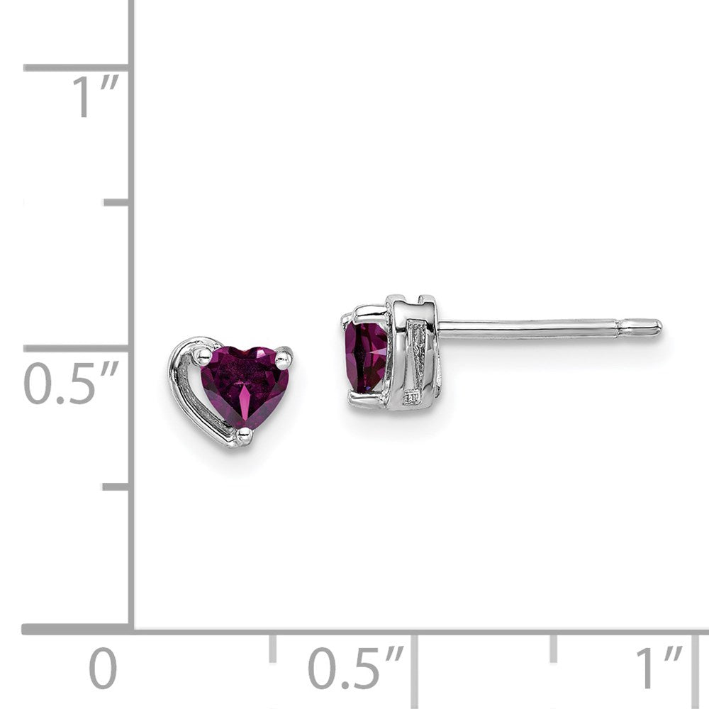 Sterlingsilber Rhodiniert Rhodolith Granat Herz Ohrstecker