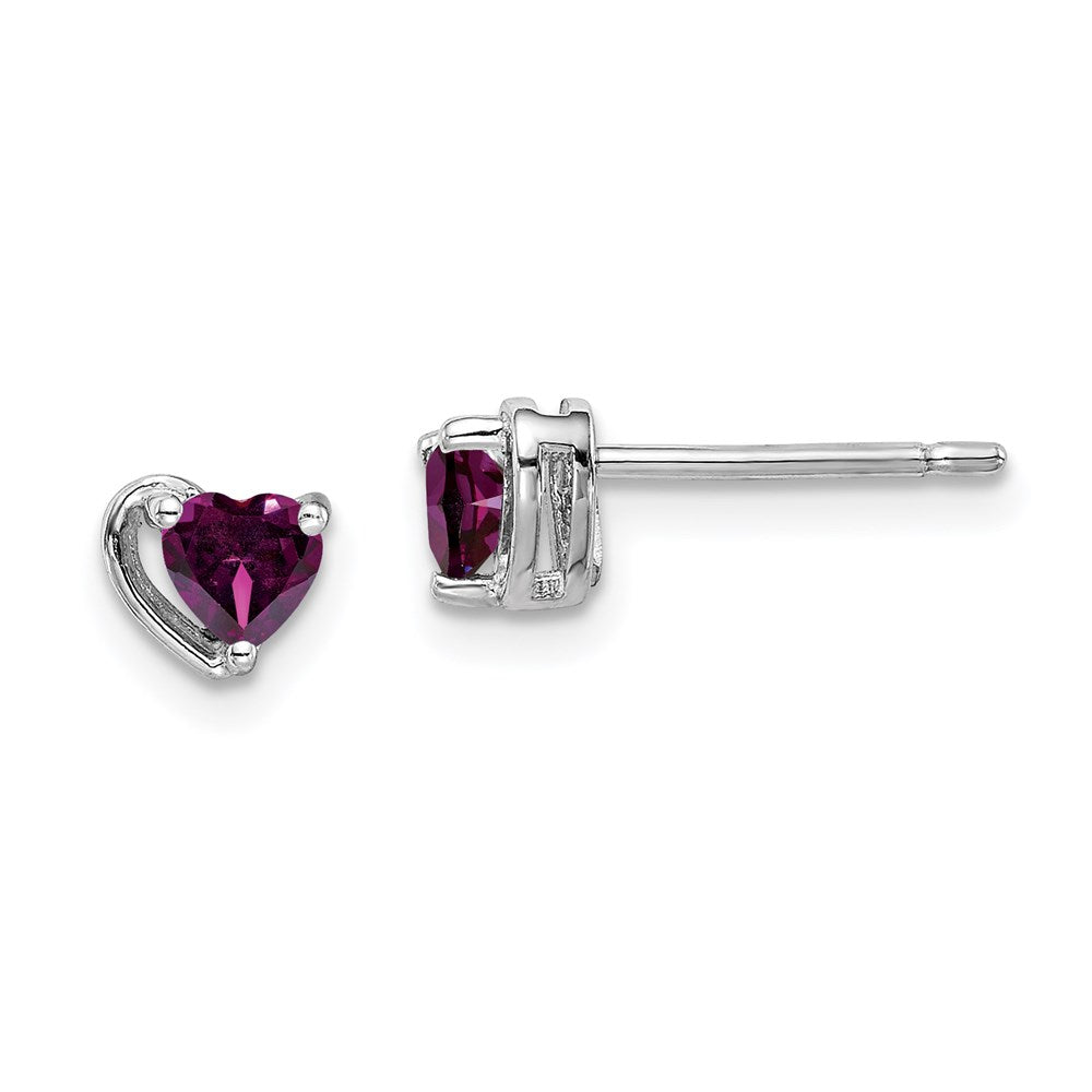 Sterlingsilber Rhodiniert Rhodolith Granat Herz Ohrstecker