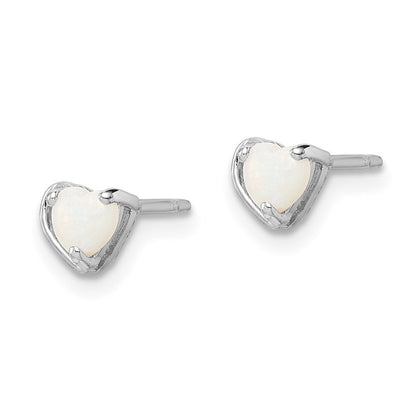 Sterlingsilber Rhodiniert Imitat Opal Herz Ohrstecker
