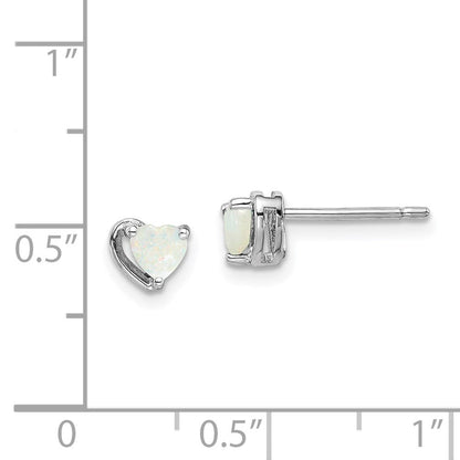 Sterlingsilber Rhodiniert Imitat Opal Herz Ohrstecker
