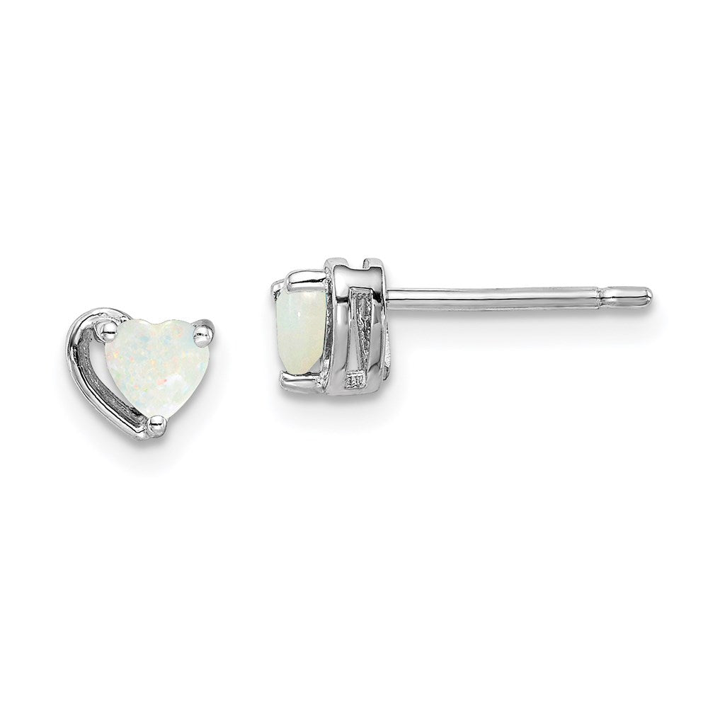 Sterlingsilber Rhodiniert Imitat Opal Herz Ohrstecker