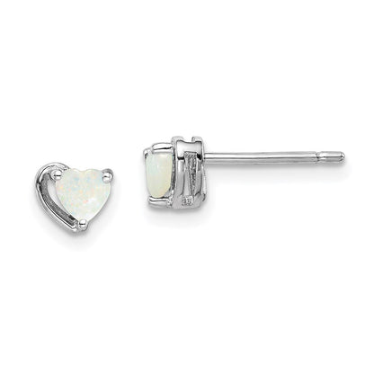 Sterlingsilber Rhodiniert Imitat Opal Herz Ohrstecker