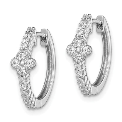 Sterlingsilber Rhodiniert Zirkonia Klappbar Creolen