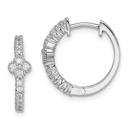 Sterlingsilber Rhodiniert Zirkonia Klappbar Creolen