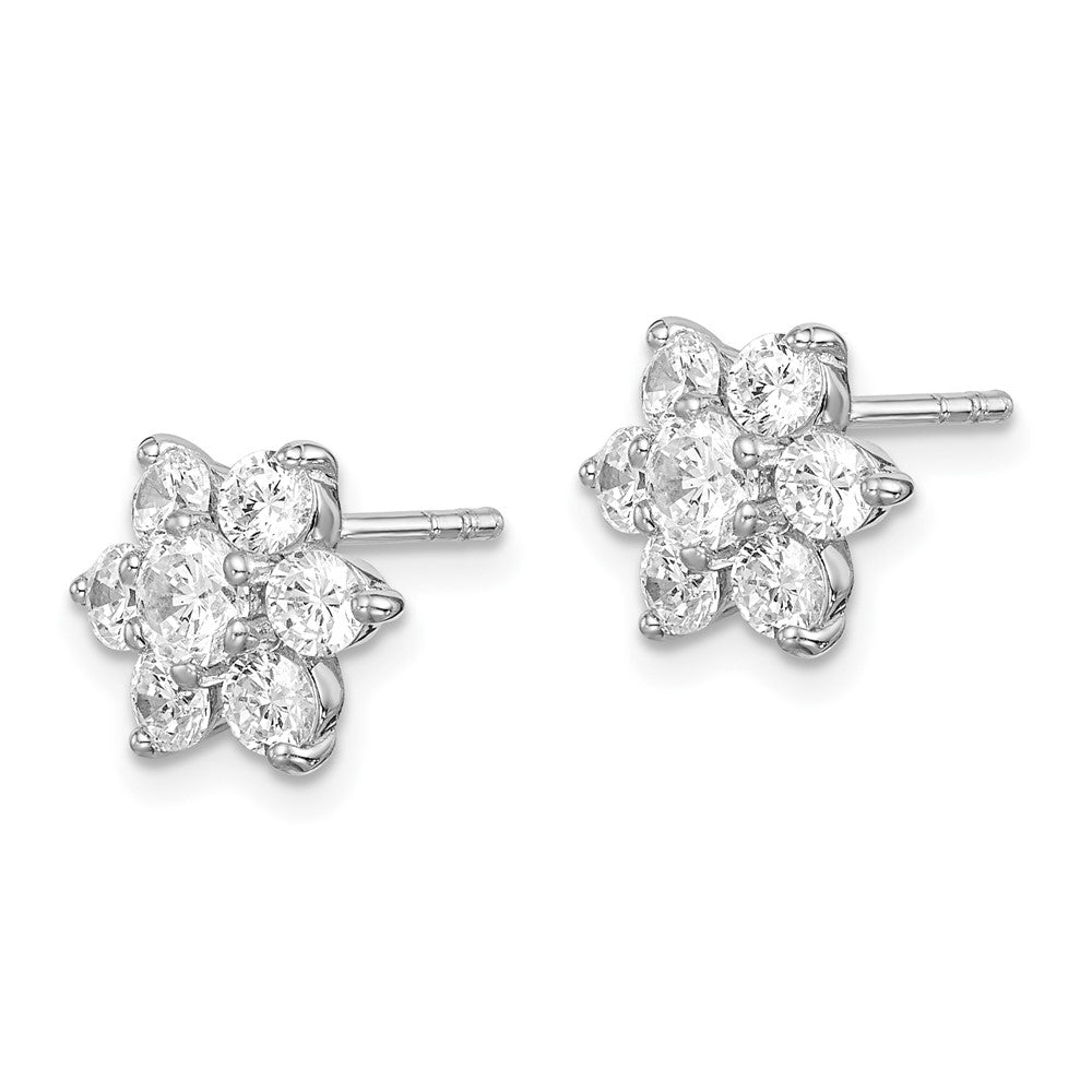 Sterlingsilber Rhodiniert Zirkonia Stecker Blume Ohrringe