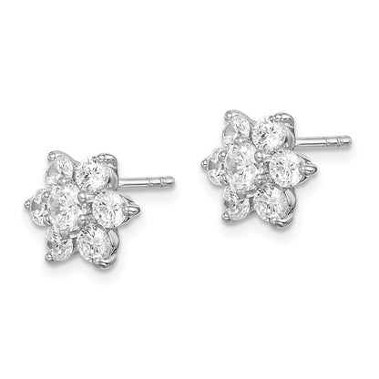 Sterlingsilber Rhodiniert Zirkonia Stecker Blume Ohrringe