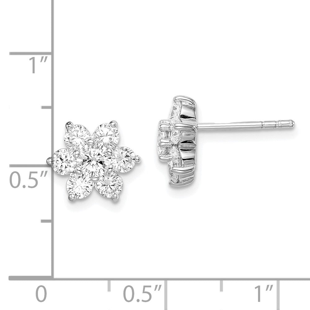 Sterlingsilber Rhodiniert Zirkonia Stecker Blume Ohrringe