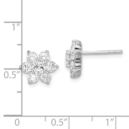 Sterlingsilber Rhodiniert Zirkonia Stecker Blume Ohrringe