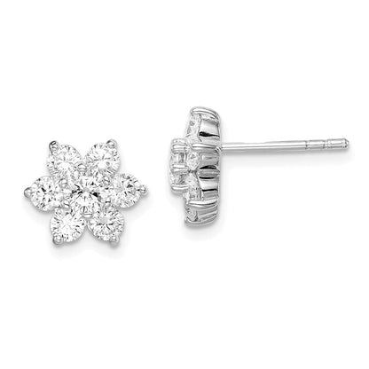 Sterlingsilber Rhodiniert Zirkonia Stecker Blume Ohrringe