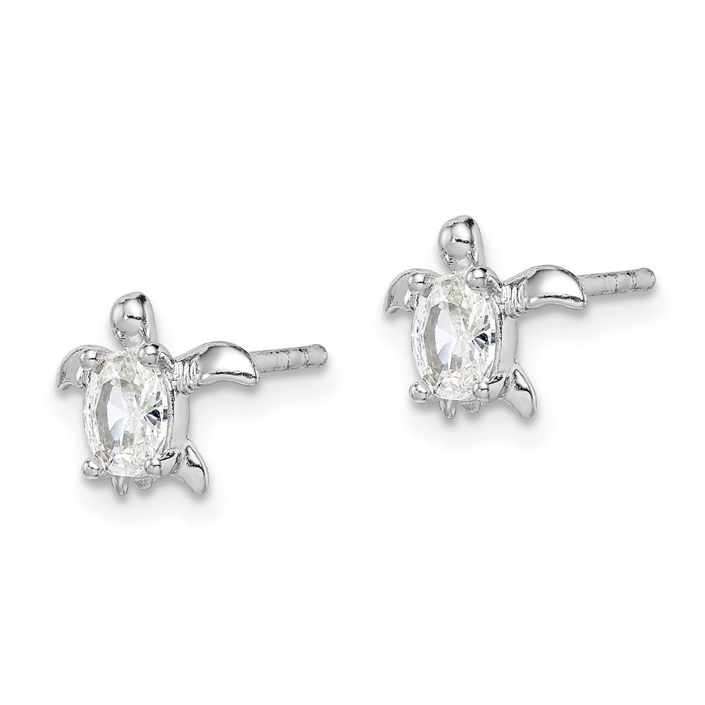 Sterlingsilber Rhodiniert Zirkonia Schildkröte Ohrstecker