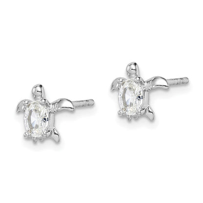 Sterlingsilber Rhodiniert Zirkonia Schildkröte Ohrstecker