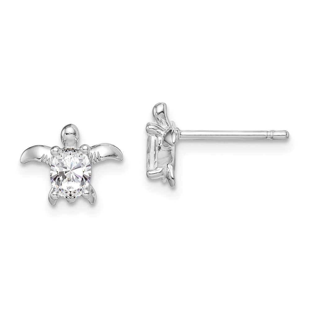 Sterlingsilber Rhodiniert Zirkonia Schildkröte Ohrstecker