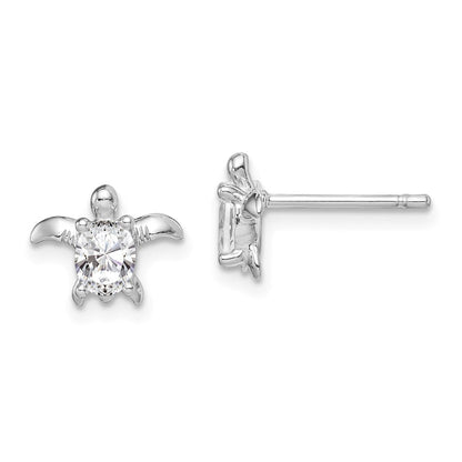 Sterlingsilber Rhodiniert Zirkonia Schildkröte Ohrstecker