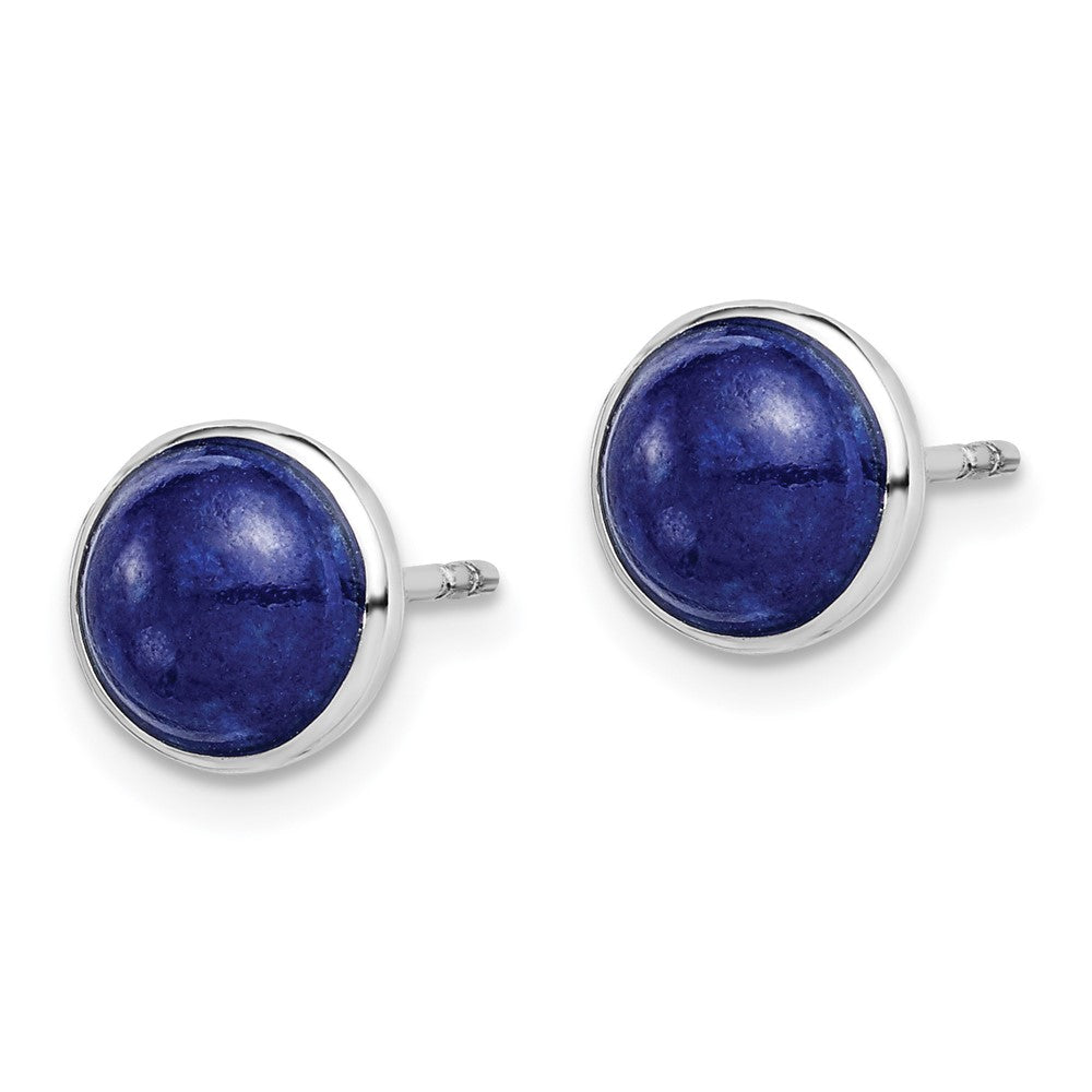 Sterlingsilber Rhodiniert 7mm Lapis Ohrstecker