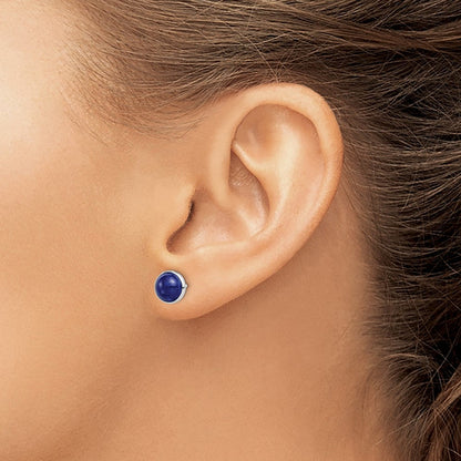 Sterlingsilber Rhodiniert 7mm Lapis Ohrstecker