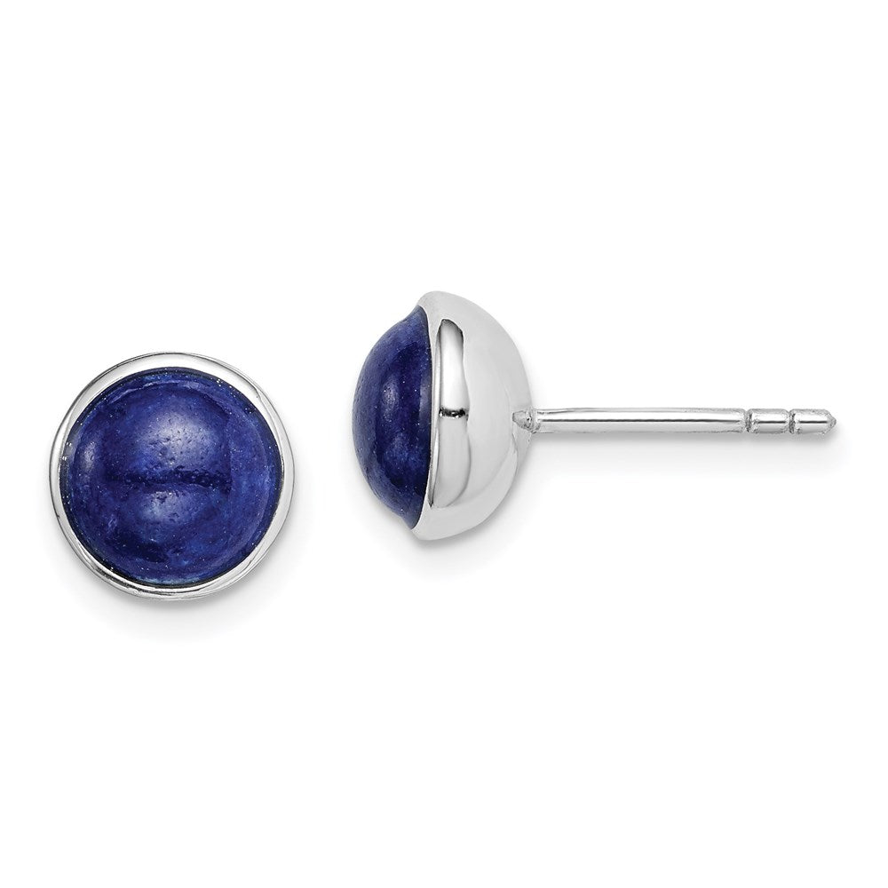 Sterlingsilber Rhodiniert 7mm Lapis Ohrstecker