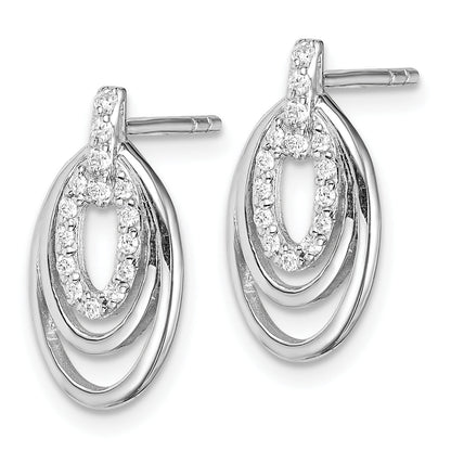 Sterlingsilber Rhodiniert Zirkonia 3-oval Ohrstecker