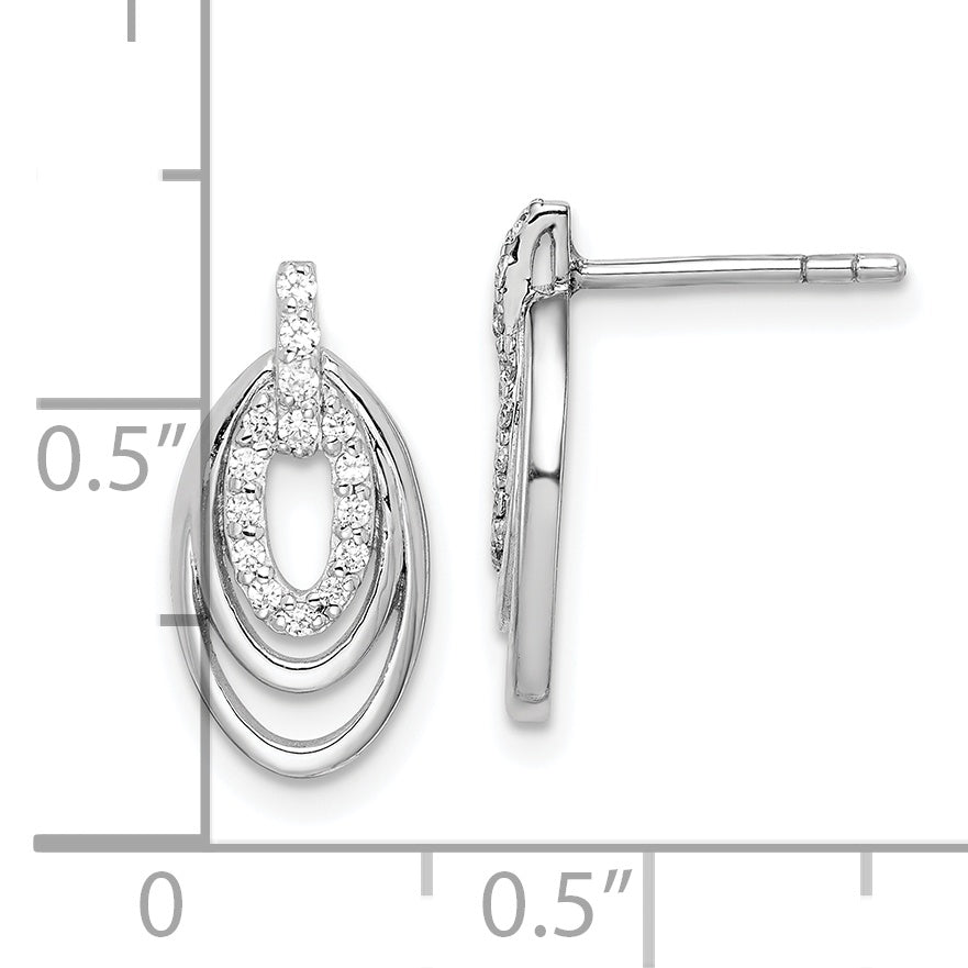 Sterlingsilber Rhodiniert Zirkonia 3-oval Ohrstecker