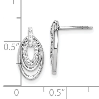 Sterlingsilber Rhodiniert Zirkonia 3-oval Ohrstecker