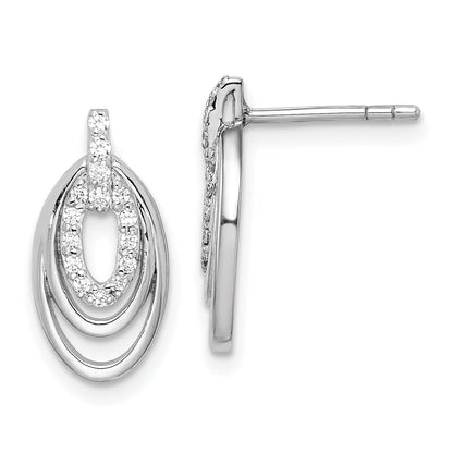 Sterlingsilber Rhodiniert Zirkonia 3-oval Ohrstecker