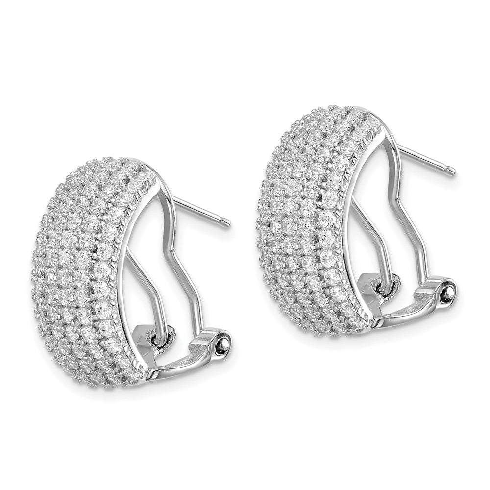 Sterlingsilber Rhodiniert Zirkonia 5-row Omega Rückseite C- Creolen