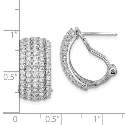 Sterlingsilber Rhodiniert Zirkonia 5-row Omega Rückseite C- Creolen