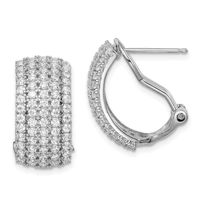 Sterlingsilber Rhodiniert Zirkonia 5-row Omega Rückseite C- Creolen