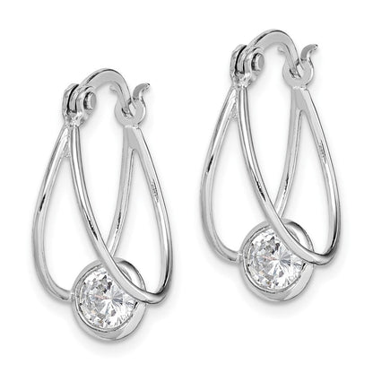 Sterlingsilber Rhodiniert Zirkonia Doppelt Creolen