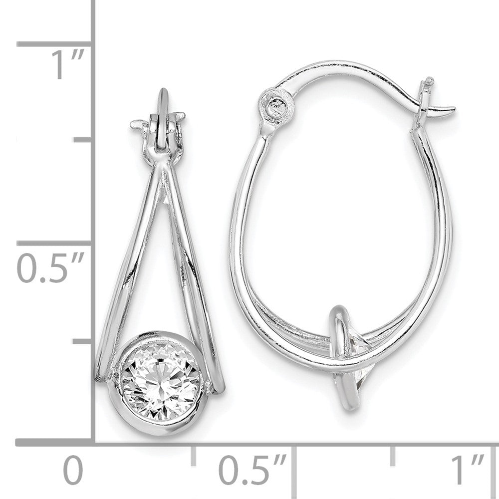 Sterlingsilber Rhodiniert Zirkonia Doppelt Creolen