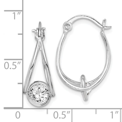 Sterlingsilber Rhodiniert Zirkonia Doppelt Creolen