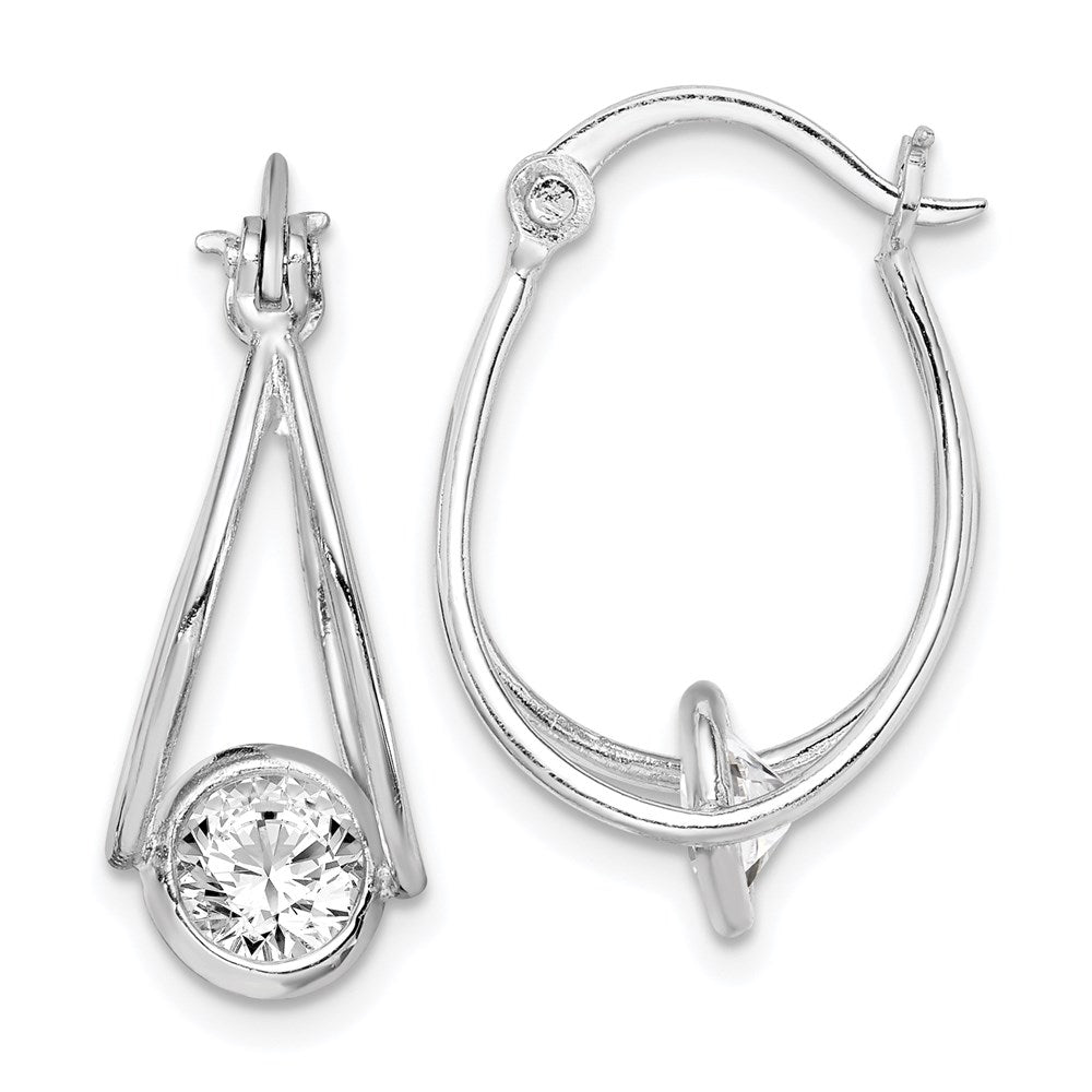 Sterlingsilber Rhodiniert Zirkonia Doppelt Creolen