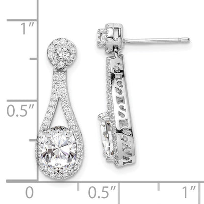 Sterlingsilber Rhodiniert Weiß Zirkonia Oval Schliff Ohrstecker