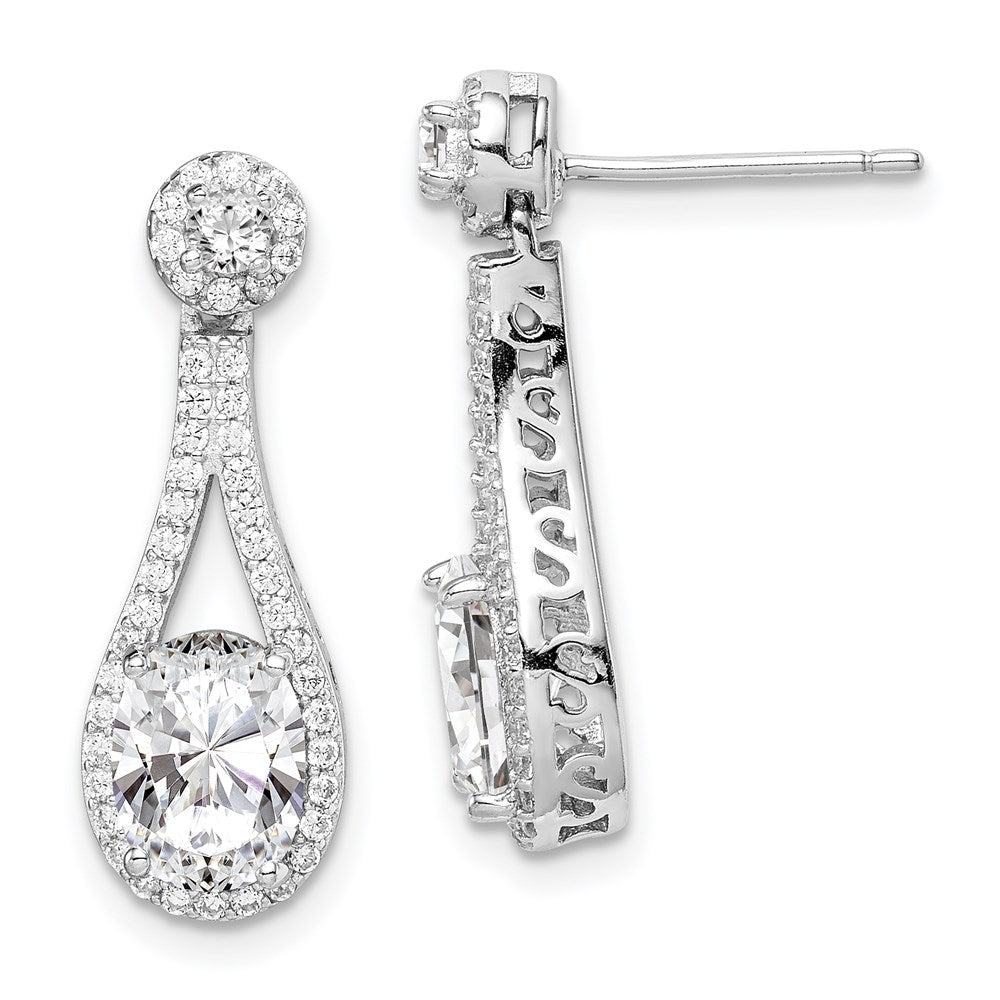 Sterlingsilber Rhodiniert Weiß Zirkonia Oval Schliff Ohrstecker