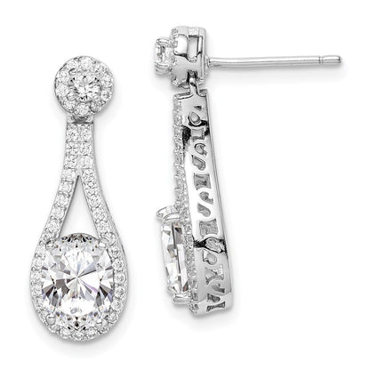 Sterlingsilber Rhodiniert Weiß Zirkonia Oval Schliff Ohrstecker