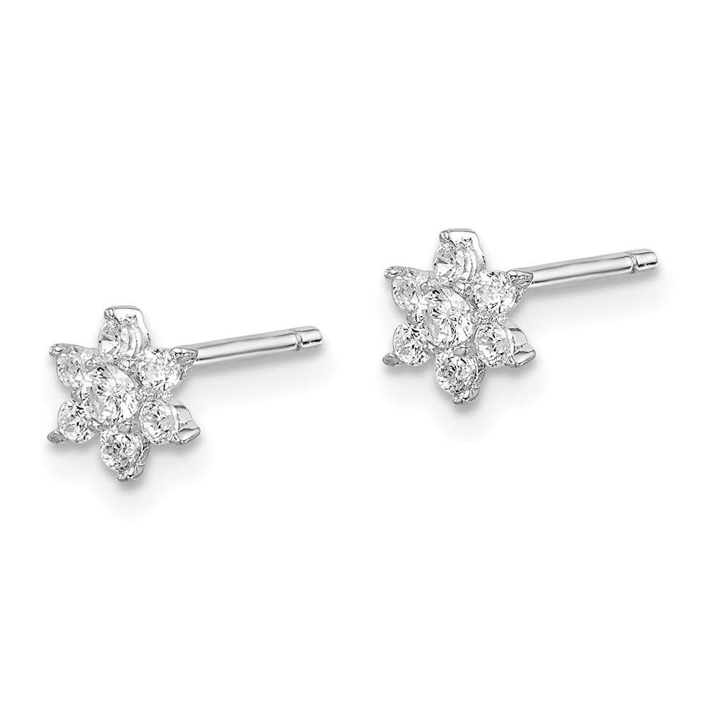 Sterlingsilber Rhodiniert Zirkonia Blume Ohrstecker