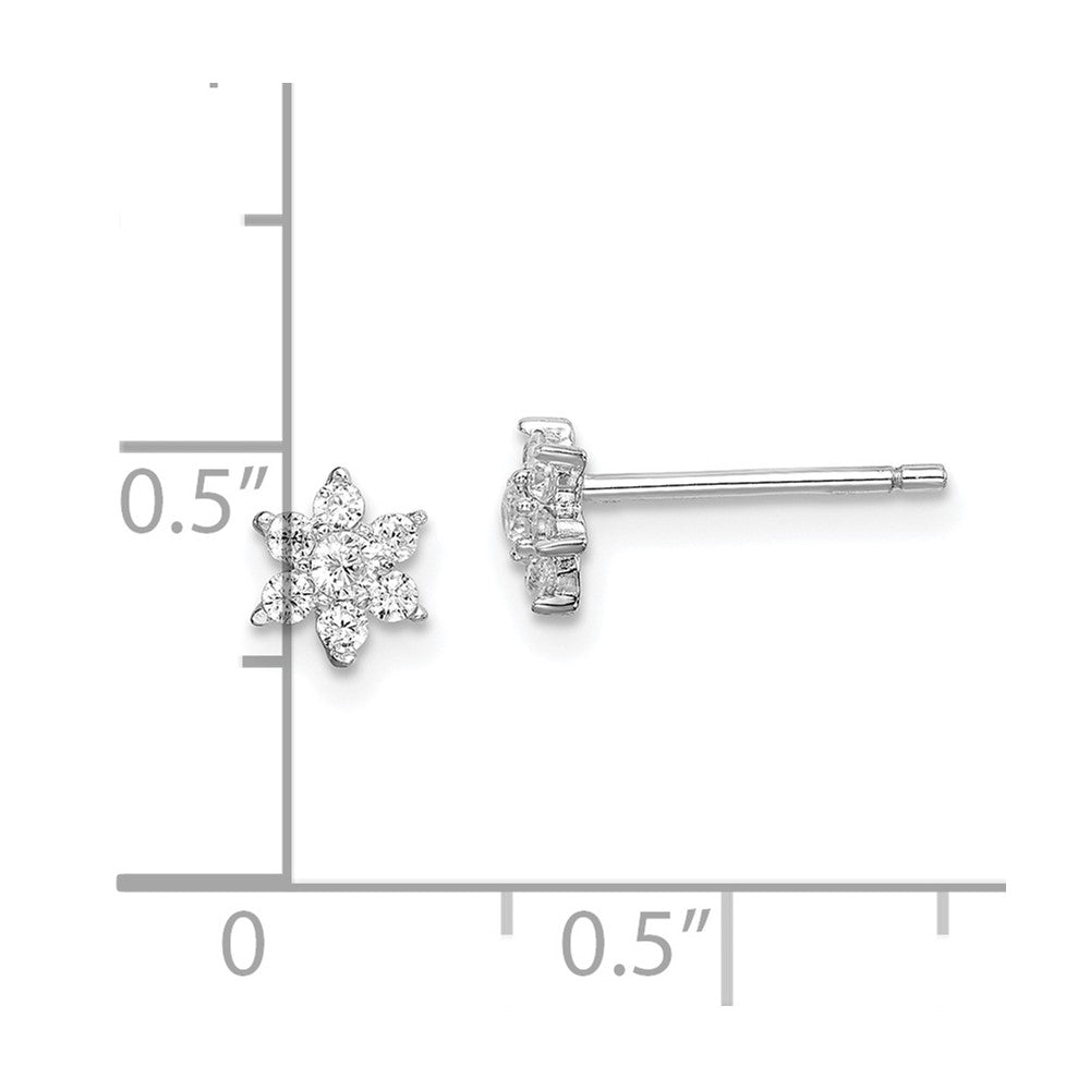 Sterlingsilber Rhodiniert Zirkonia Blume Ohrstecker