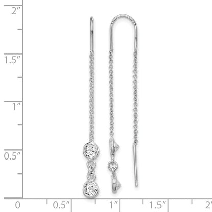 Sterlingsilber Rhodiniert Zirkonia Durchzieher-Ohrringe