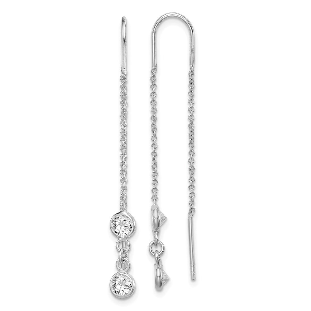 Sterlingsilber Rhodiniert Zirkonia Durchzieher-Ohrringe