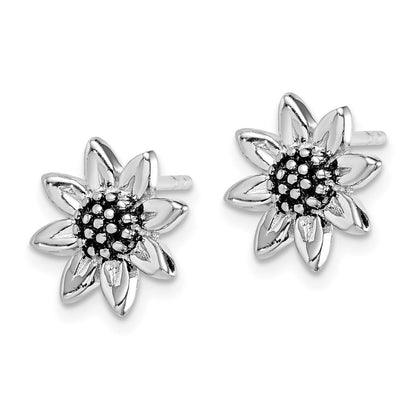 Sterlingsilber Rhodiniert Sonnenblume Stecker Ohrring