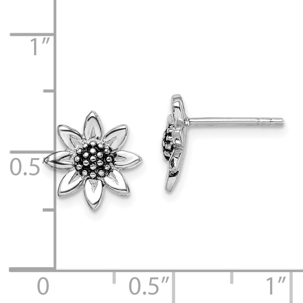 Sterlingsilber Rhodiniert Sonnenblume Stecker Ohrring